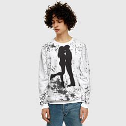 Свитшот мужской Силуэт парня с девушкой в обнимку, цвет: 3D-белый — фото 2