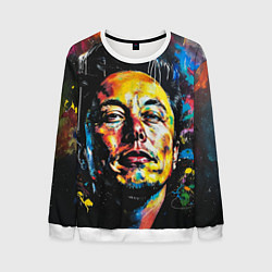 Свитшот мужской Граффити портрет Илона Маска, цвет: 3D-белый