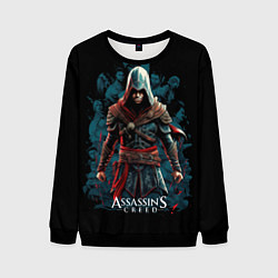 Свитшот мужской Assassins creed черный фон, цвет: 3D-черный