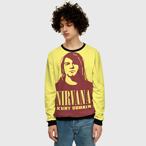 Мужской свитшот Kurt Cobain Nirvana / 3D-Черный – фото 3