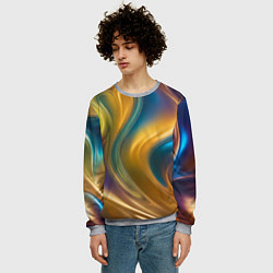Свитшот мужской Жидкий разноцветный металл, цвет: 3D-меланж — фото 2