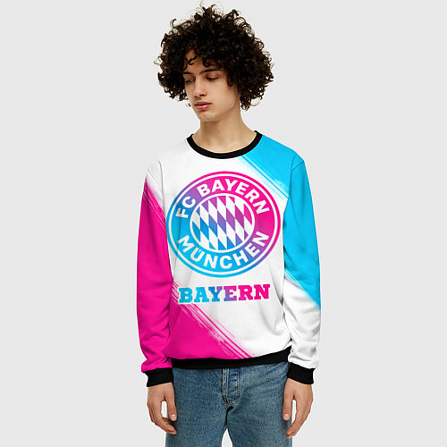 Мужской свитшот Bayern neon gradient style / 3D-Черный – фото 3