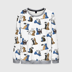 Мужской свитшот Котики и шахматы белый