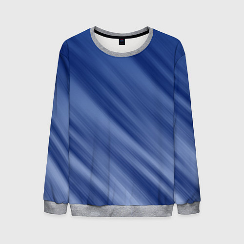 Мужской свитшот Белые полосы на синем фоне / 3D-Меланж – фото 1