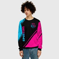 Свитшот мужской Sporting - neon gradient вертикально, цвет: 3D-черный — фото 2