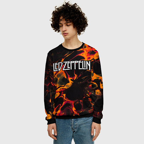Мужской свитшот Led Zeppelin red lava / 3D-Черный – фото 3