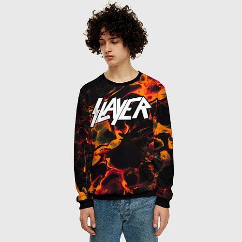 Мужской свитшот Slayer red lava / 3D-Черный – фото 3