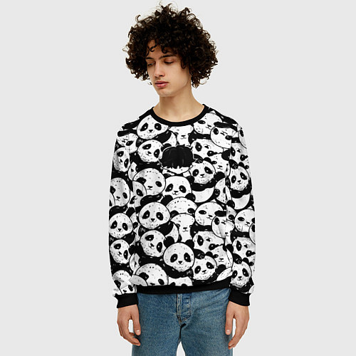Мужской свитшот Выходной господина злодея с пандами / 3D-Черный – фото 3