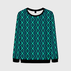 Свитшот мужской Сине-зелёный волнистый, цвет: 3D-черный