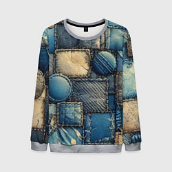 Свитшот мужской Denim patchwork - ai art, цвет: 3D-меланж