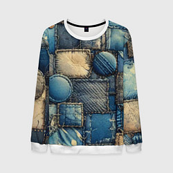 Свитшот мужской Denim patchwork - ai art, цвет: 3D-белый