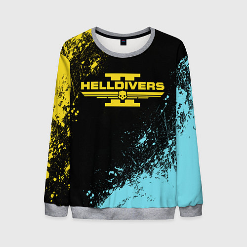 Мужской свитшот Helldivers 2 logo yellow and blue splash / 3D-Меланж – фото 1