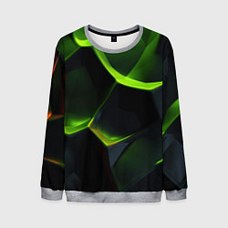 Свитшот мужской Green neon abstract geometry, цвет: 3D-меланж