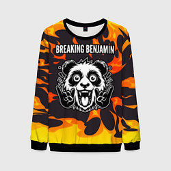 Свитшот мужской Breaking Benjamin рок панда и огонь, цвет: 3D-черный