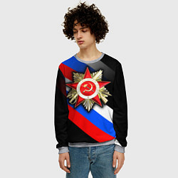 Свитшот мужской Великая отечественная - триколор градиент, цвет: 3D-меланж — фото 2
