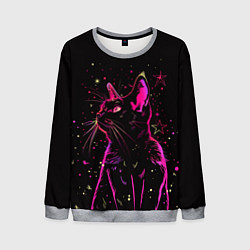 Свитшот мужской Кот в звездах, цвет: 3D-меланж