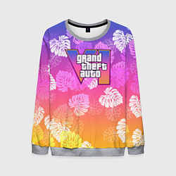 Свитшот мужской Grand Theft Auto VI - пальмы, цвет: 3D-меланж
