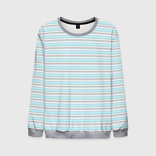 Мужской свитшот Светлый серо-голубой полосами / 3D-Меланж – фото 1