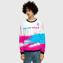 Свитшот мужской Aston Villa neon gradient style посередине, цвет: 3D-черный — фото 2