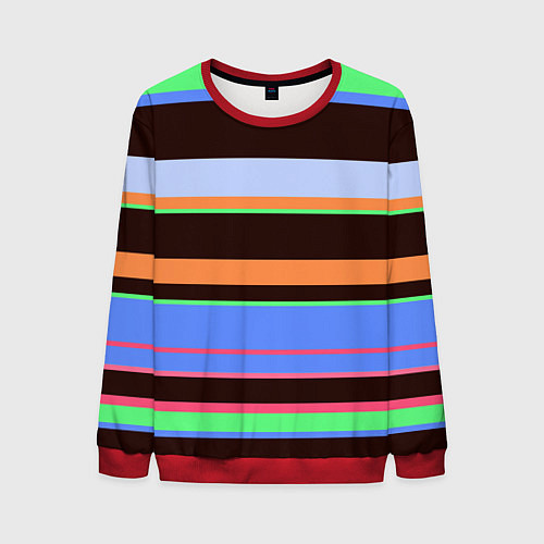 Мужской свитшот Разноцветный полосатый / 3D-Красный – фото 1