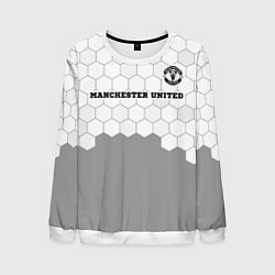 Свитшот мужской Manchester United sport на светлом фоне посередине, цвет: 3D-белый