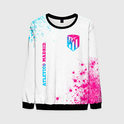 Свитшот мужской Atletico Madrid neon gradient style вертикально, цвет: 3D-черный