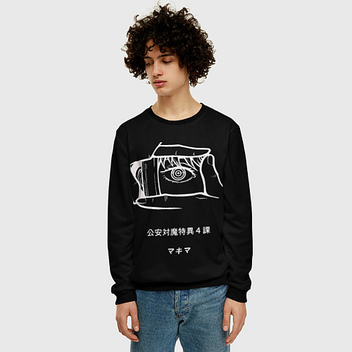 Мужской свитшот Кадр и Макима - Человек бензопила / 3D-Черный – фото 3