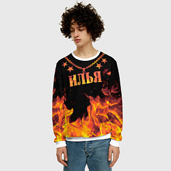 Свитшот мужской Илья - имя в огне, цвет: 3D-белый — фото 2