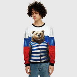Свитшот мужской Медведь и флаг России, цвет: 3D-черный — фото 2