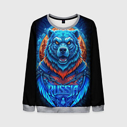 Свитшот мужской Ледяной белый русский медведь, цвет: 3D-меланж