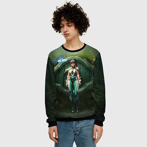 Мужской свитшот Stellar Blade Eve girl / 3D-Черный – фото 3