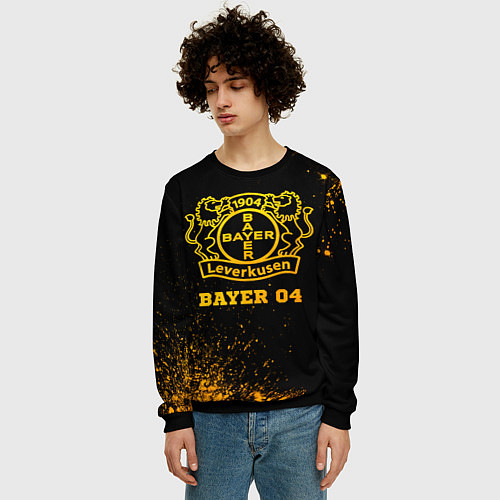 Мужской свитшот Bayer 04 - gold gradient / 3D-Черный – фото 3