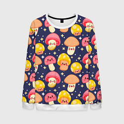 Свитшот мужской Веселые грибочки паттерн, цвет: 3D-белый