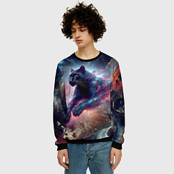 Свитшот мужской Космическая пантера - нейросеть, цвет: 3D-черный — фото 2