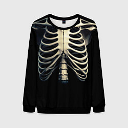 Свитшот мужской Человеческий скелет на черном фоне, цвет: 3D-черный