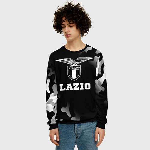 Мужской свитшот Lazio sport на темном фоне / 3D-Черный – фото 3