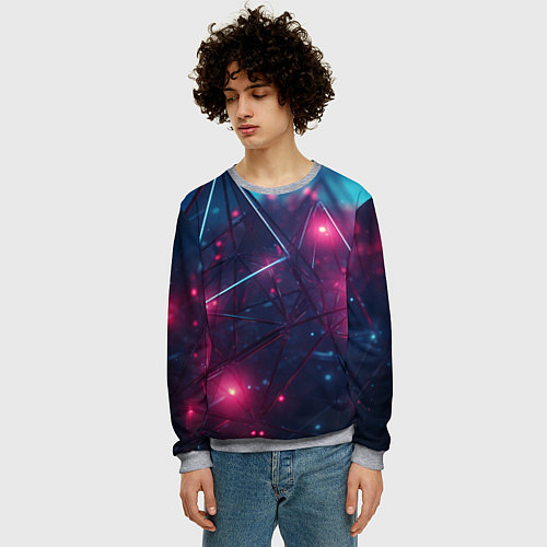 Мужской свитшот Конструкция с ярким свечением / 3D-Меланж – фото 3