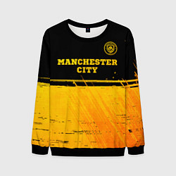 Свитшот мужской Manchester City - gold gradient посередине, цвет: 3D-черный