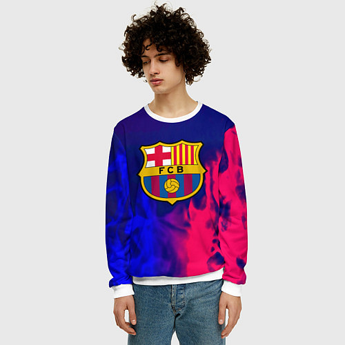 Мужской свитшот Barcelona fc club gradient / 3D-Белый – фото 3