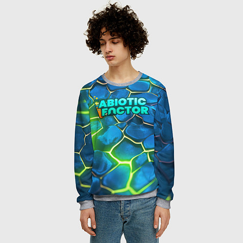 Мужской свитшот Abiotic Factor logo bright neon / 3D-Меланж – фото 3