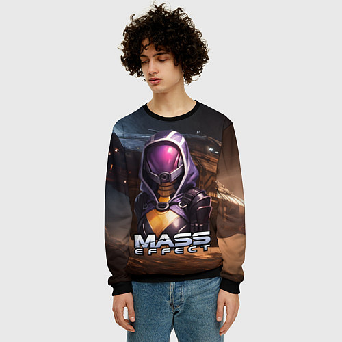 Мужской свитшот Mass Effect ТалиЗора аватар / 3D-Черный – фото 3