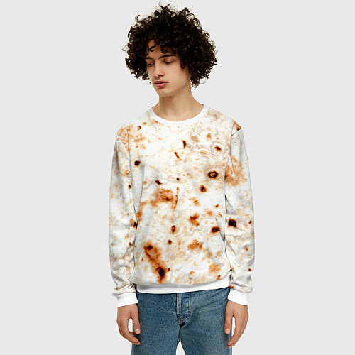 Мужской свитшот Текстура светлого лаваша / 3D-Белый – фото 3