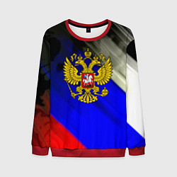 Свитшот мужской Россия краски герб текстура, цвет: 3D-красный