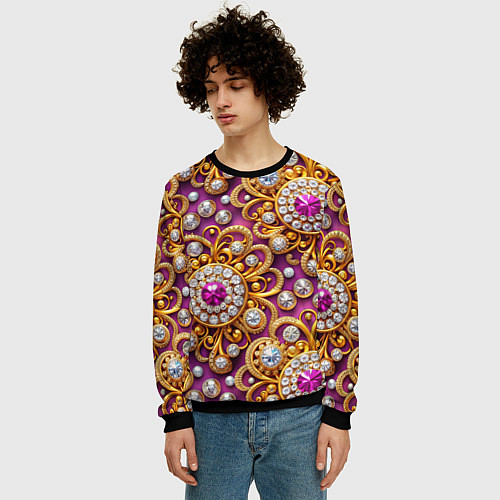 Мужской свитшот Ювелирный паттерн / 3D-Черный – фото 3