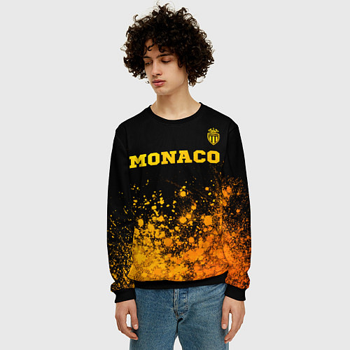Мужской свитшот Monaco - gold gradient посередине / 3D-Черный – фото 3