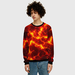 Свитшот мужской Текстура огня, цвет: 3D-черный — фото 2