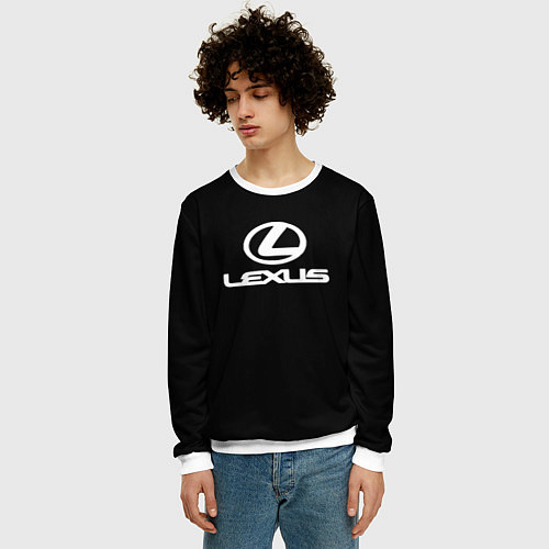 Мужской свитшот Lexus white logo / 3D-Белый – фото 3