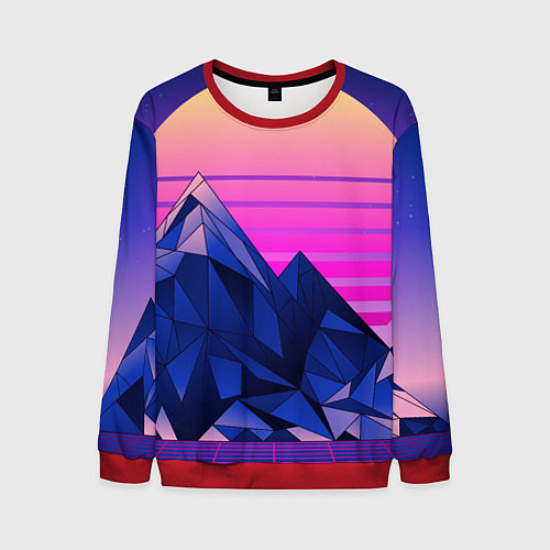 Мужской свитшот Vaporwave неоновые горы / 3D-Красный – фото 1