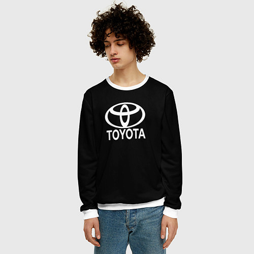 Мужской свитшот Toyota white logo / 3D-Белый – фото 3