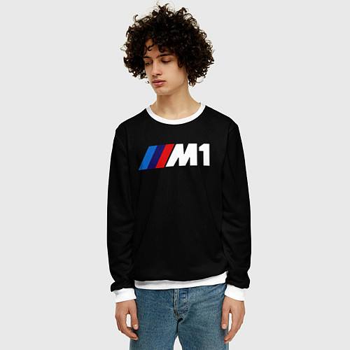 Мужской свитшот BMW m1 logo / 3D-Белый – фото 3